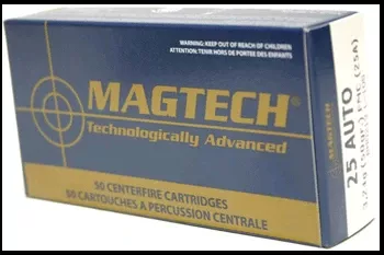 25 ACP 50 Rounds Ammunition MagTech 50 Grain Full Metal Jacket