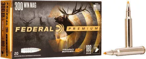 300 Winchester Magnum 20 Rounds Ammunition Federal Cartridge 180 Grain Bonded
