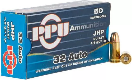32 ACP 50 Rounds Ammunition Prvi Partizan 71 Grain Jacketed Hollow Cavity
