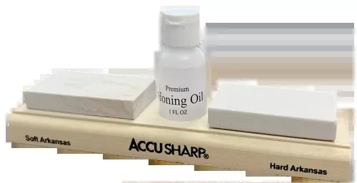 AccuSharp Whetstone Combo Kit - Fine and Coarse Natural Arkansas Stones and Honing Oil