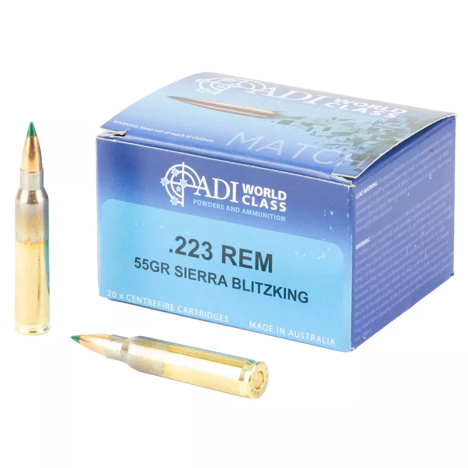 ADI 223 Remington 55 Grain Sierra BlitzKing Boat Tail - 20 Rounds/200 Rounds