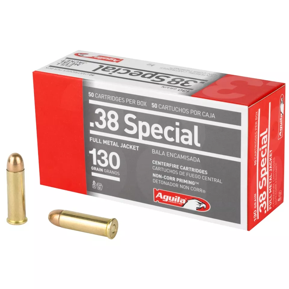 AGUILA 38 Special 130 Grain Full Metal Jacket Ammunition - 50 Rounds/1000 Rounds