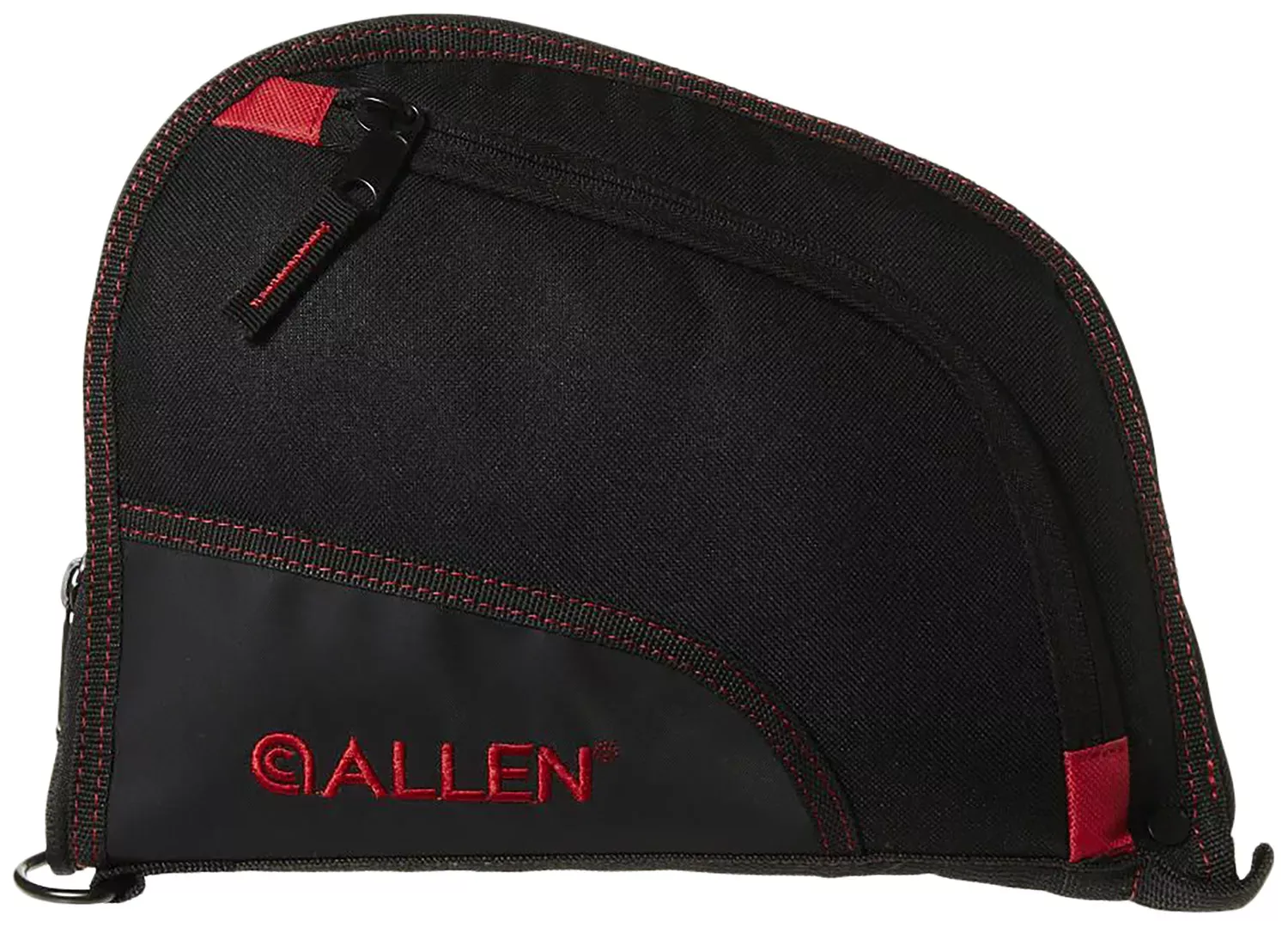 Allen 7738 Auto-Fit Handgun Case Black Endura W/Red Trim, Foam Padding, Knit Lining, MAG Sleeve, Storage Pocket & Lockable Zipper 9″ L