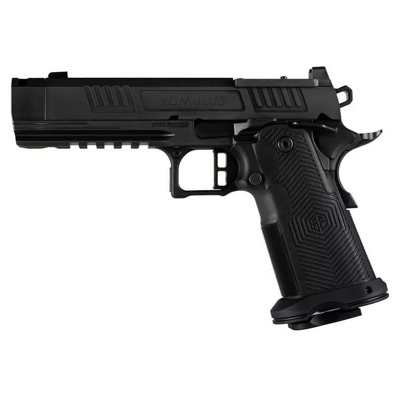 Alpha Foxtrot AF1911-Romulus MOS Adapter Handgun 9mm Luger 10rd Magazines(2) 4.25″ Comp Bull Barrel DLC Black