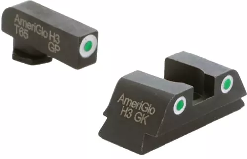 Ameriglo Classic 3 Dot Night Sight Set for Glock 42/43 / Front Tritium - Green / Front Outline - White / Rear Tritium - Green / Rear Outline - White