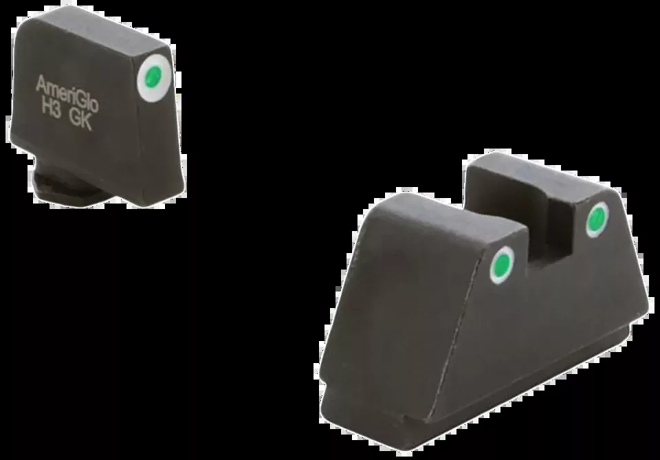 AmeriGlo GL330 Optic Compatible Glock Sight Set - 2XL Tall Green Tritium White Outline