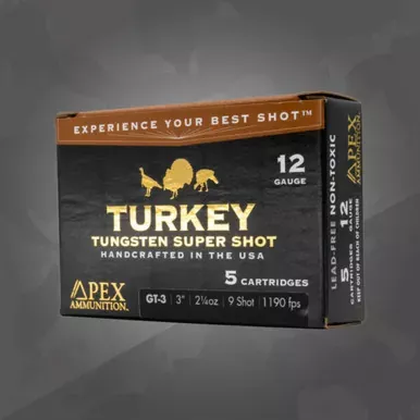 Apex Turkey Tungsten Super Shot, 12 Ga 3″, 2 1/4 Oz #7, 5 Rounds