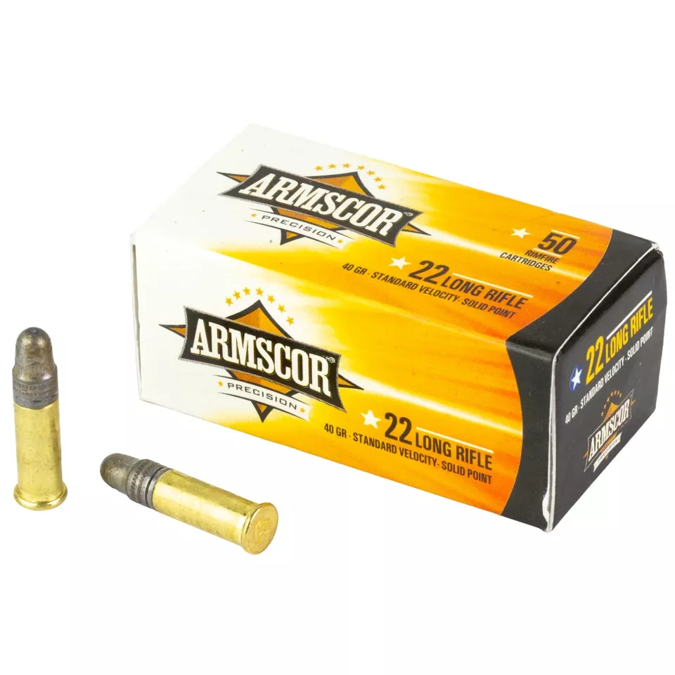 ARMSCOR .22LR 40 Grain Standard Velocity Solid Point Ammunition - 50 Rounds/5000 Rounds Bulk Pack