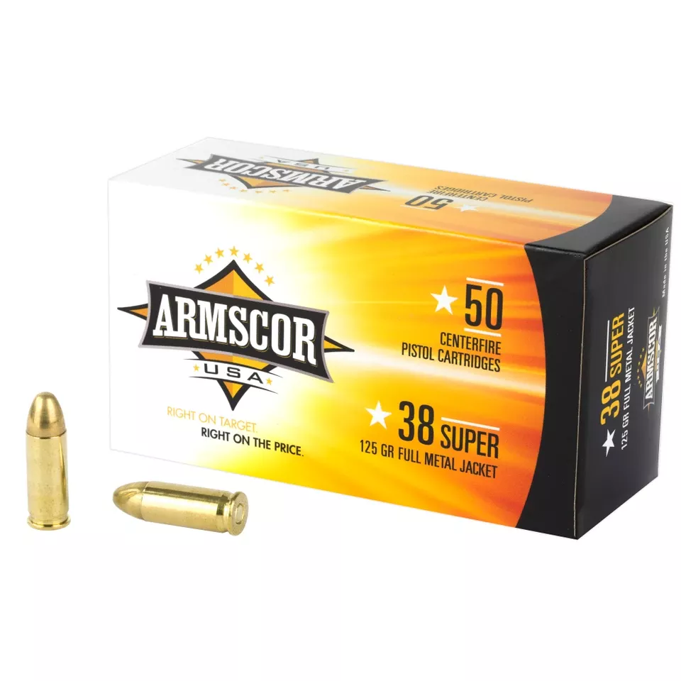 ARMSCOR .38 Super 125 Grain FMJ Ammunition - 50 Rounds/1000 Rounds