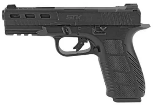 Armscor STK100 Striker Fired Semi-automatic Metal Frame Pistol Full Size 9mm Luger 4.5" Barrel Aluminum AFALSEdized and Parkerized Slide Black Fixed White Dot Sights (1)-17Rd Mag Optics Ready
