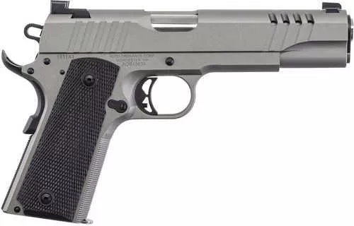 Auto-Ordnance 1911-A1 45 ACP 5" Barrel 7+1 Savage Silver Cerakote Stainless Steel Frame & Slide Black Rubber Grip with Night Sights