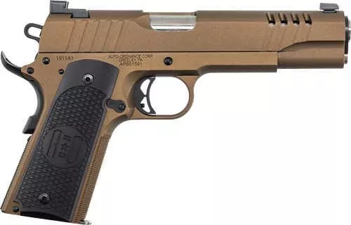 Auto-Ordnance 1911A1 Semi-Automatic Pistol .45 ACP 5" Barrel (1)-7Rd Magazine Night Sights Black G10 Grips FALSErthern Lights Metal Finish