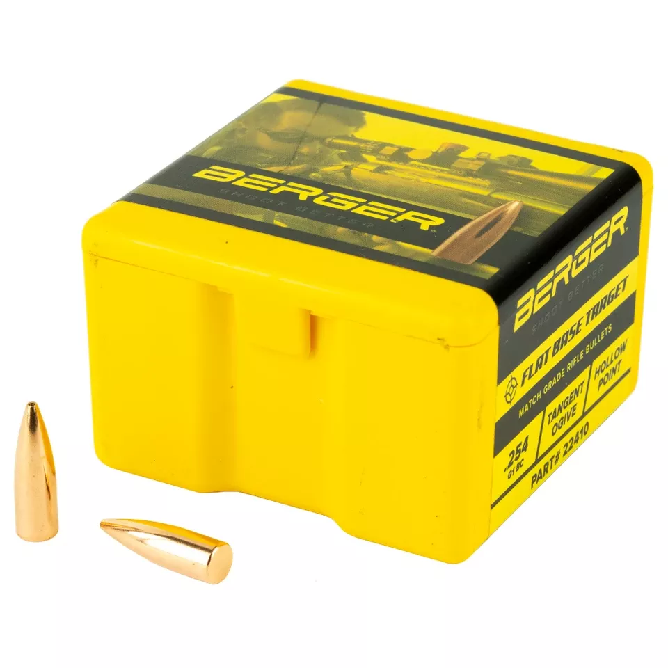 BERGER .224 55 Grain Target Flat Base Bullets - 100 Count