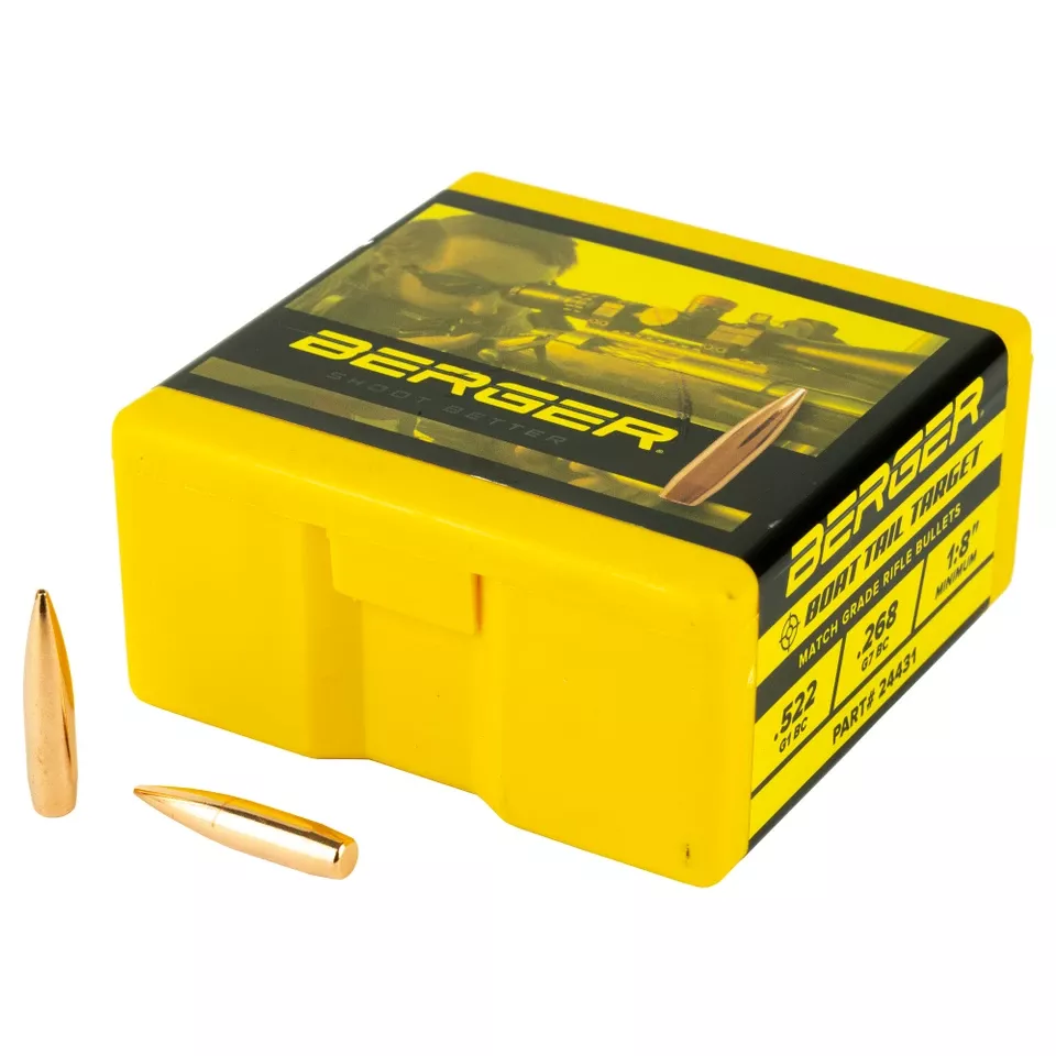 Berger .243 108 Grain Target Boat Tail Bullets - 100 Count