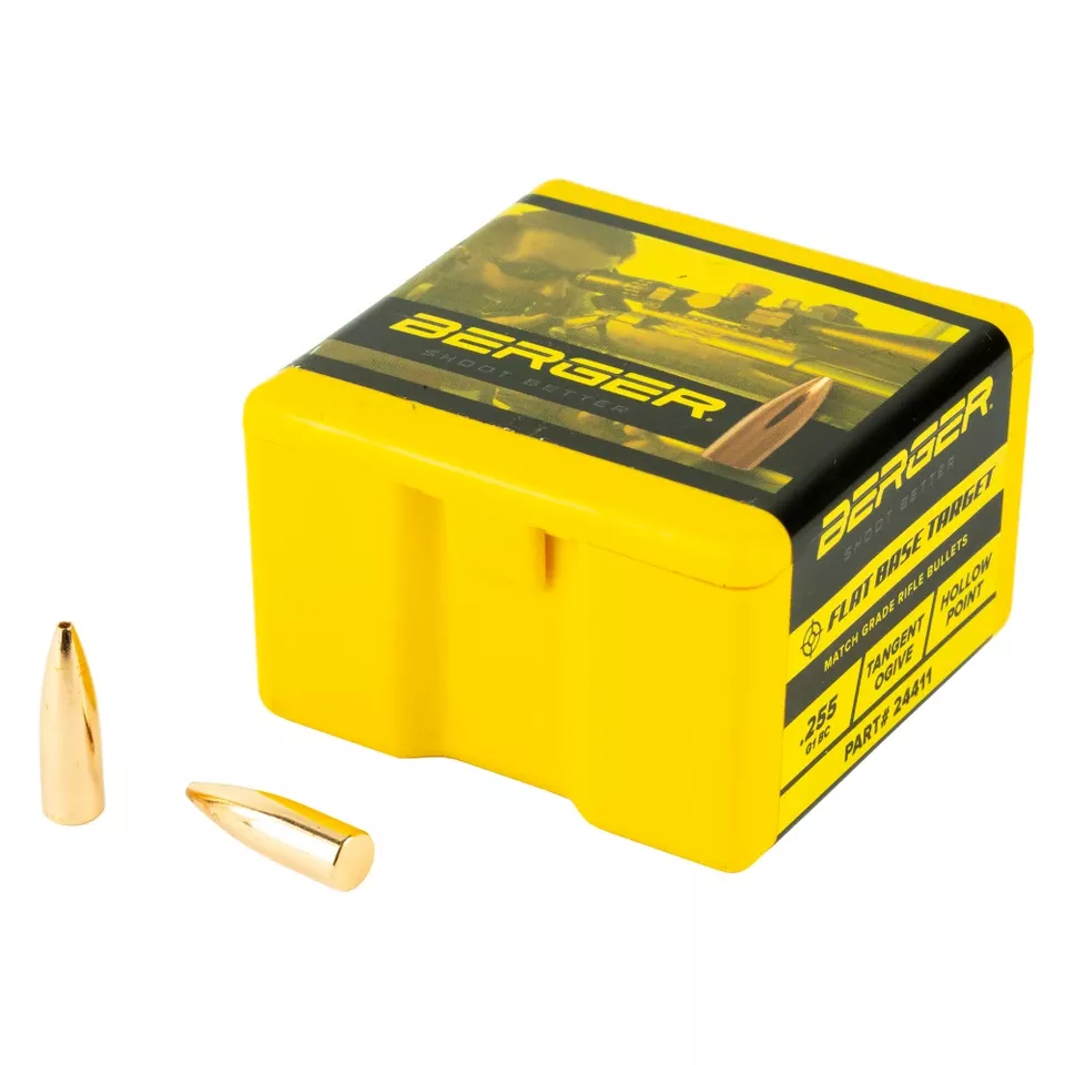 BERGER .243 68 Grain Target Flat Base Bullets - 100 Count