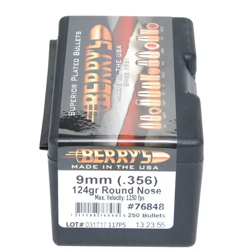 Berrys 76848 Superior Pistol9mm .356 124 GR Round Nose 250 Per Box UPC: 711148768485