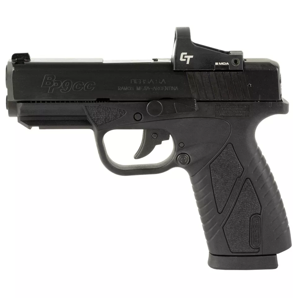 BERSA BP CC 9MM Pistol with 3.3" Barrel and Red Dot Sight, 8-Round Capacity