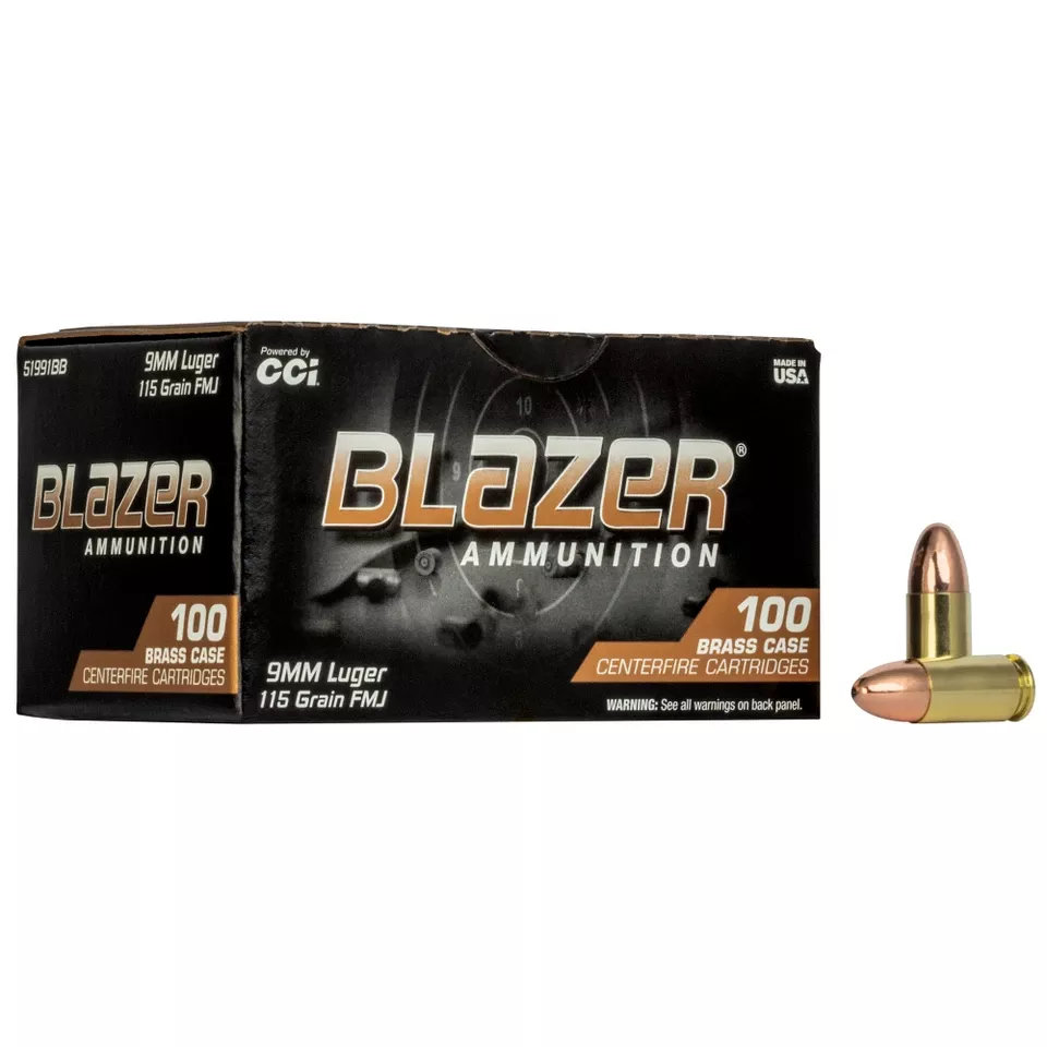 Blazer 9mm 115gr FMJ Ammunition - 100 Count Box