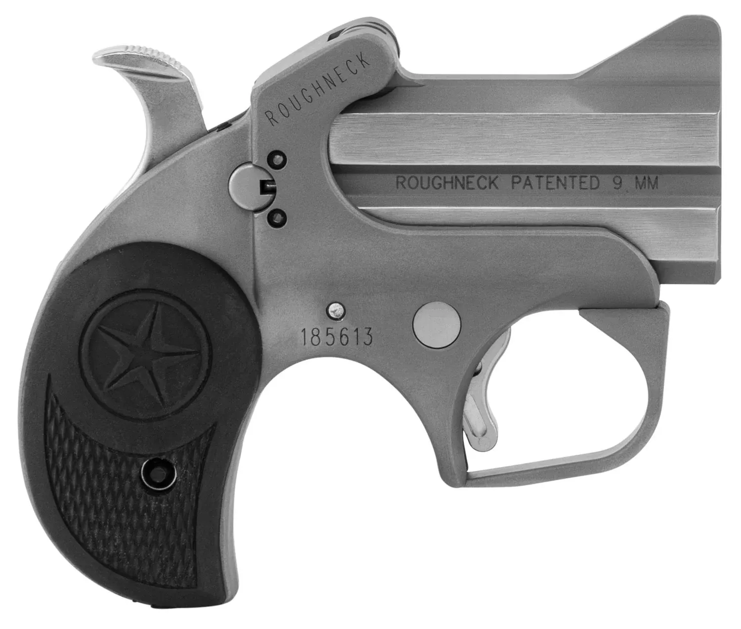 Bond Arms BARN Roughneck9mm Luger 2 Shot 2.50″ Rough Matte Stainless Steel Barrel & Frame, Black Rubber Grips