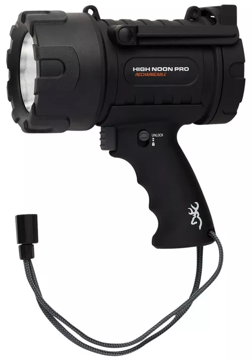 Browning 3717775 High Noon Pro USB Rechargeable Spotlight with Power BankBlackWhite 1400 Lumens UPC: 023614842521
