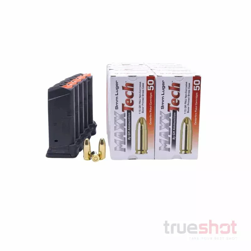 BUNDLE DEAL: 5 Black 12 Round Magpul Glock 26 Magazines and 500 Rounds of Ammo