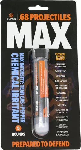 BYRNA MAX PROJECTILES 5 COUNT – TUBE .68 CAL