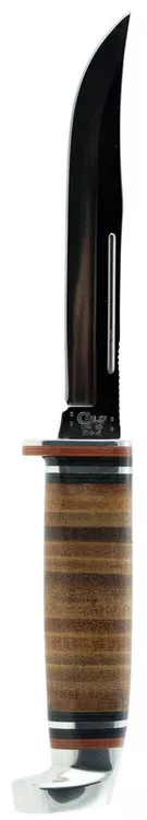 Case 381 Utility Hunter 5 Fixed Clip Point Plain Mirror Polished TruSharp SS Blade4.50 Grooved Leather Handle Includes Sheath UPC: 021205003818