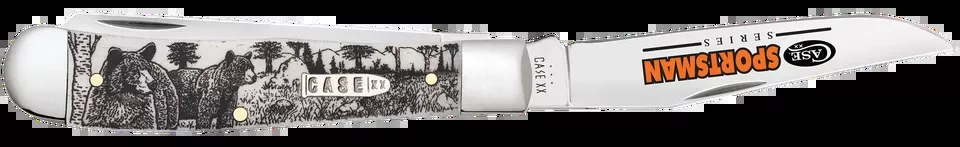 Case 81223 Sportsman Trapper Folding Knife with Bear Engraving and Natural Bone Handle