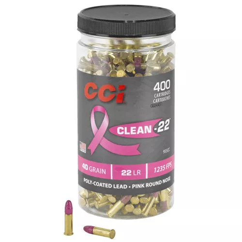 CCI Clean 22 High Velocity Rimfire Ammunition, 22 LR, Lead Round Nose, 40 Grain – 400 Cartridge Jar ( 400 / 1 )