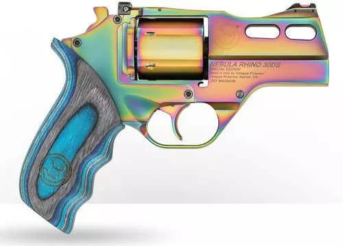 Chiappa RhiFALSE 30DS Nebula *CA Compliant 357 Magnum 6 Round 3" Barrel Rainbow PVD Steel Barrel & Cylinder Rainbow PVD Aluminum