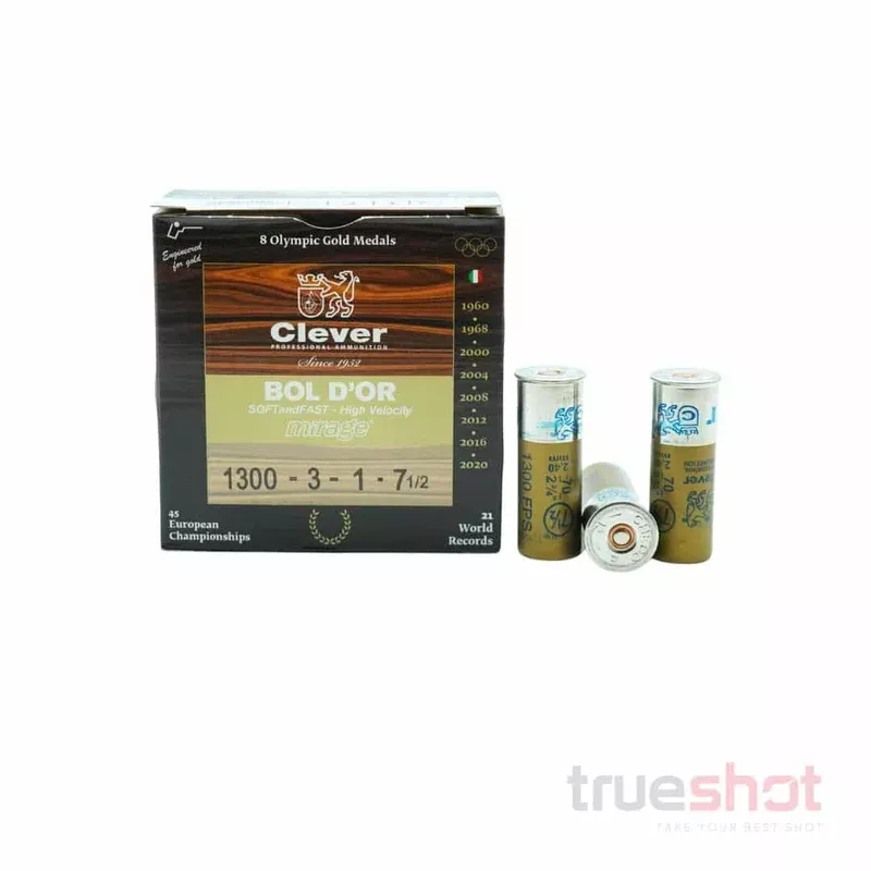 Clever – T4 Mirage Bol D’OR – 12 Gauge – #7.5 Shot – 2-3/4” – 1 Oz. – 1300 FPS