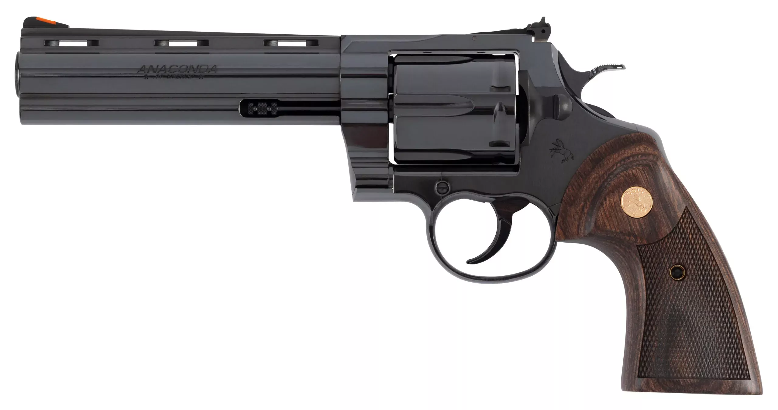 Clt Anaconda 44MAG 6 Blue Wood Gold Grip 6RD