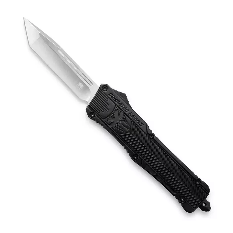 CobraTec 3.75” Large CTK-1 OTF Plain Tanto w/ Glass Breaker & Clip -Black