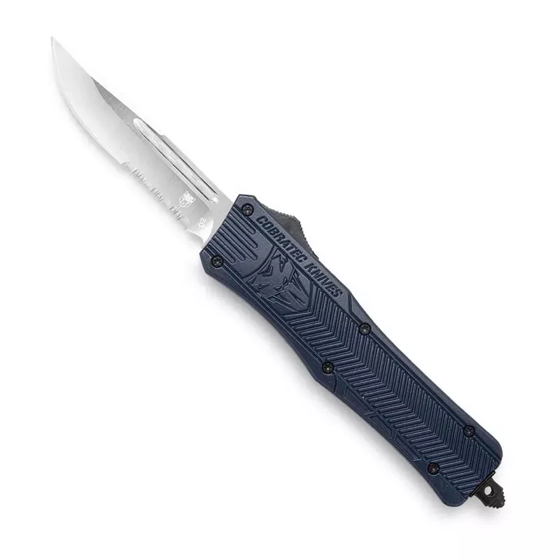 CobraTec 3” Medium CTK-1 OTF Drop Point Partially Serrated w/ Glass Breaker & Clip – NYPD Blue