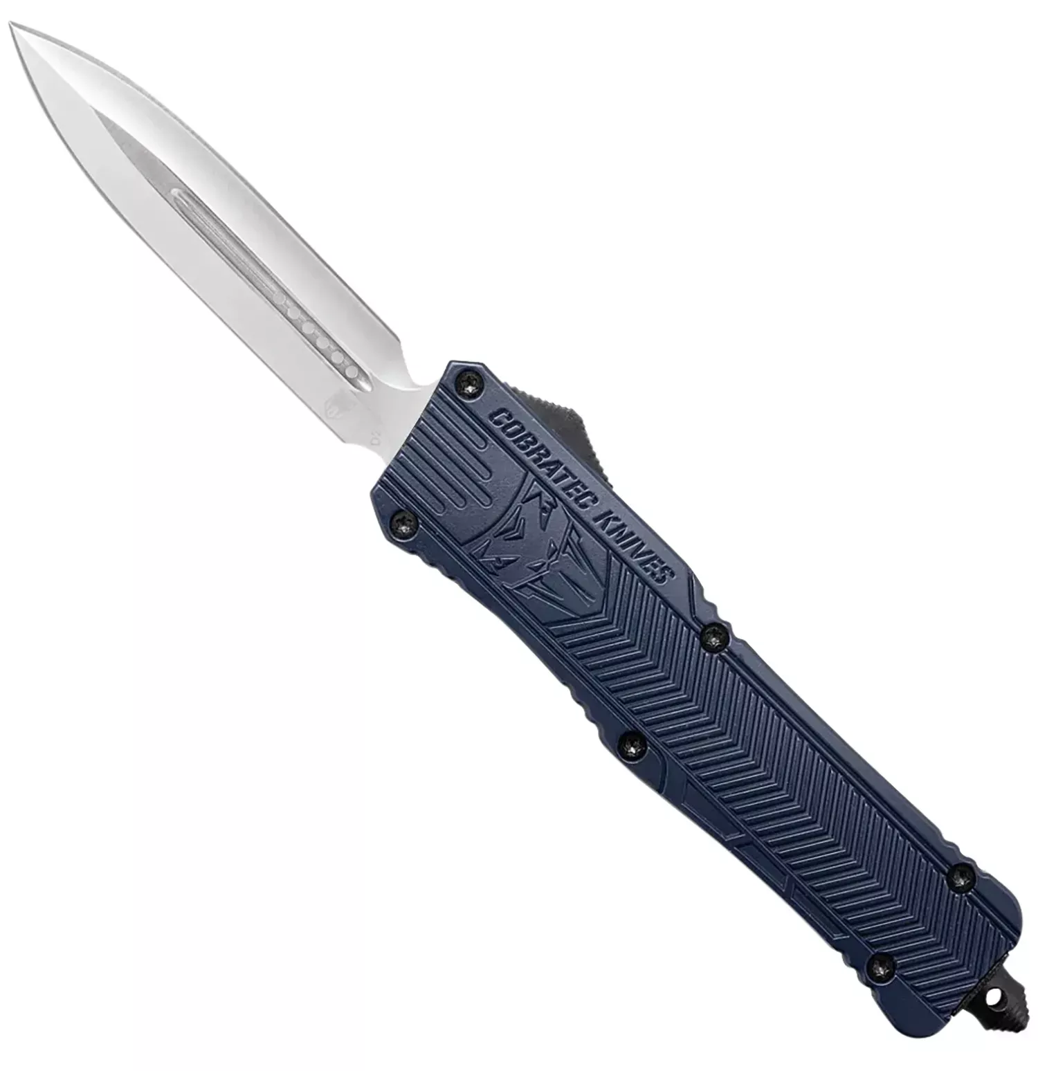 CobraTec Knives LNYCTK1DAGNS CTK-1 Large 3.75″ OTF Dagger Plain D2 Steel Blade/NYPD Blue Aluminum Handle Features Glass Breaker Includes Pocket Clip