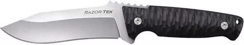 Cold Steel CSFX5RZR Razor Tek EDC 5" Fixed Clip Point Plain Satin 4116 Krupp SS Blade, 4.63" Black Textured