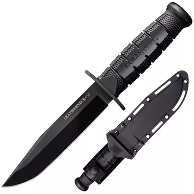 Cold Steel Leatherneck SF, 11.75″ Overall, 6.75″ Blade, 5mm Thick, German D2 Steel W/ Blk PwdrCoating Stl, 5″ Griv-Ex Hndle