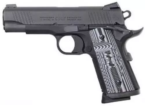 Colt Concealed Carry Officers 1911 Pistol 9mm 4.25" Barrel G10 Checkered Gray With Scallop Grips FALSEvak Night Sight