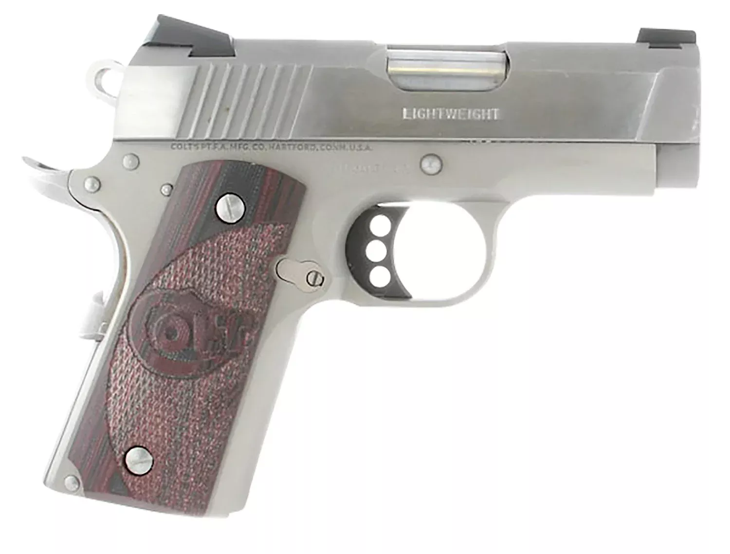 Colt Mfg O7000XE DefenderCompact 45 ACP 7+1 3″ Steel Barrel, Stainless Serrated Slide, Matte Stainless Aluminum Frame w/Beavertail, Black Cherry Tactical G10 Grips, Ambidextrous