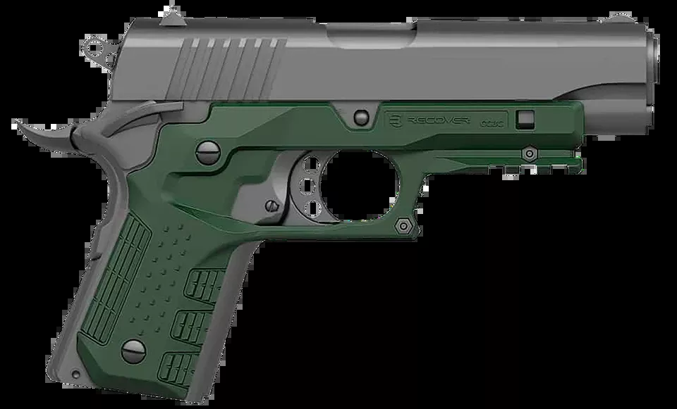 Compact 1911 Green Polymer Picatinny Grip & Rail System by Recover Tactical CC3C-03