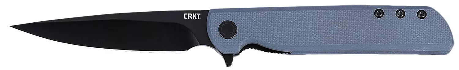 CRKT 3801KN LCK + 3.38″ Folding Plain Black Oxide 14C28N Steel Blade, Gray Textured G10 Handle