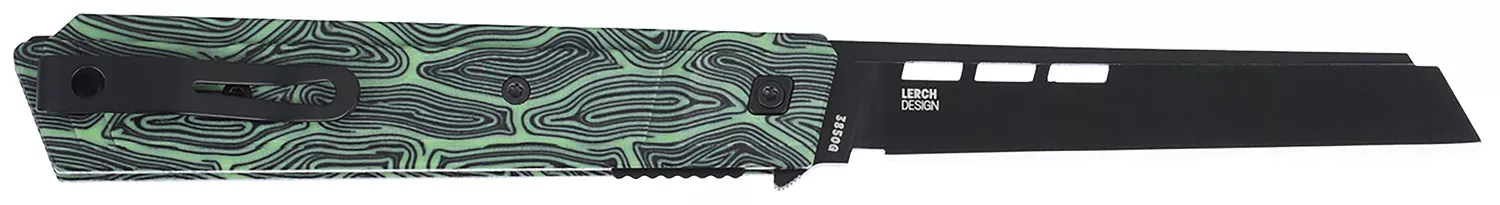 CRKT 3850G Zephyr EDC 3.22″ Folding Sheepsfoot Plain Black TiNi 14C28N Steel Blade, Marbled Black/Green G10 Handle