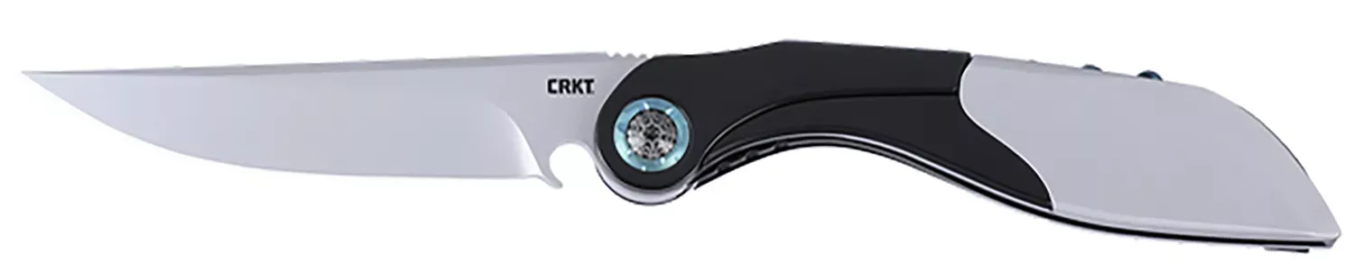 CRKT 5702 Nucleus 3.19″ Folding Plain Bead Blasted 12C27 Sandvik Blade, Black/Red G10/SS Handle