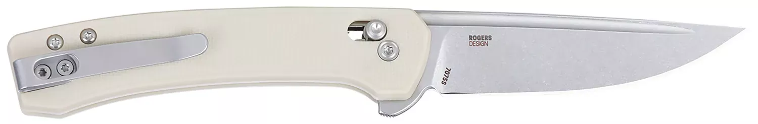 CRKT 7075S Q Compact 3.05″ Folding Drop Point Plain Stonewashed 14C28N Steel Blade, White Textured GRN Handle