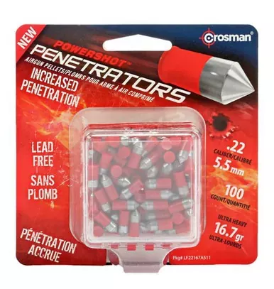 Crosman Red Flight Penetrators Ammunition Lead Free .22 16.7 Gra