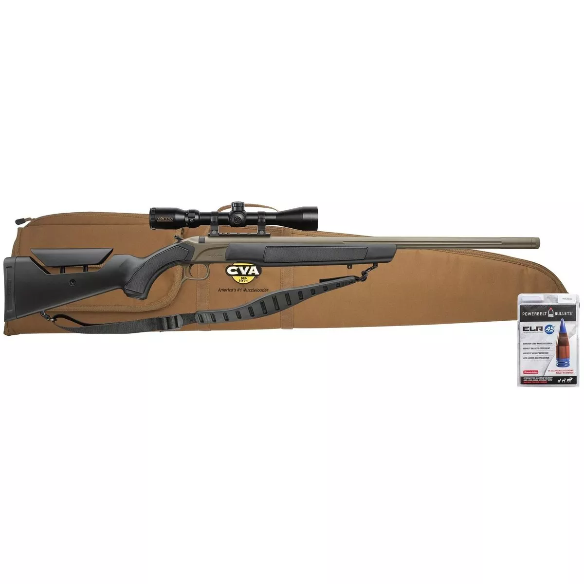 CVA ACCURA LR-X 45 CAL Muzzleloader Cerakote FDE KonusPro 4-12×44 IR BDC Reticle