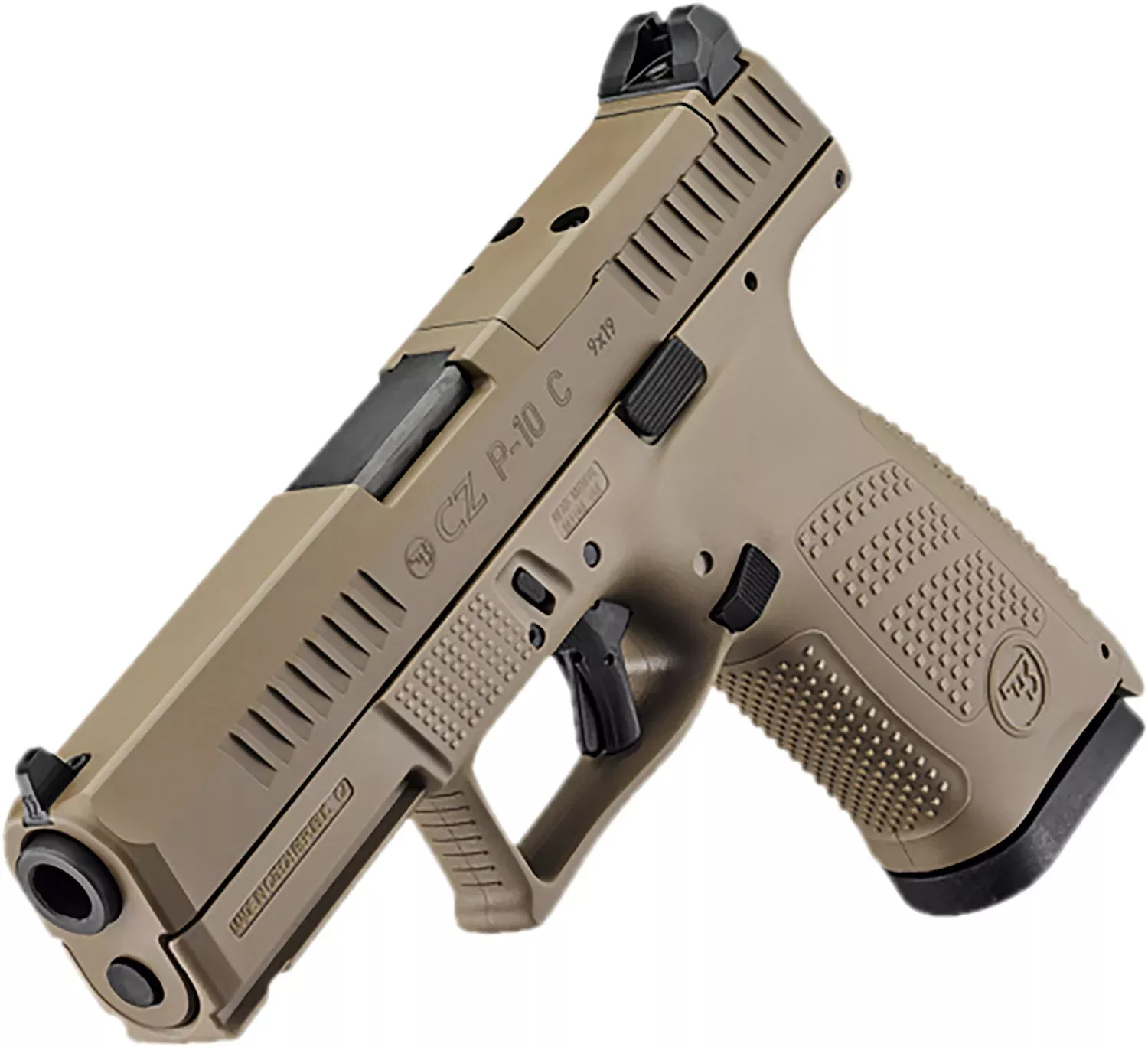 CZ-USA 91577 P-10 CCompact Frame 9mm Luger 15+1 4.02″ Black Stainless Steel Barrel, Black Nitride Serrated Steel Slide, Flat Dark Earth Polymer Frame w/Picatinny Rail, Interchangeable Backstrap Grip
