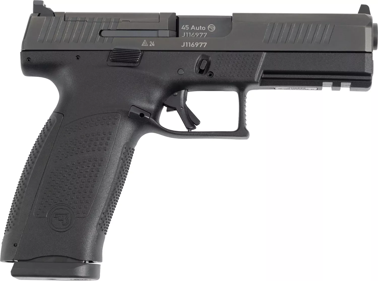 CZ-USA 91591 P-10 FFull Size Frame 45 ACP 13+1 4.50″ Black Steel Barrel, Black Steel Optic Ready/Serrated Slide, Black Polymer Frame w/Picatinny Rail, Interchangeable Backstrap Grip