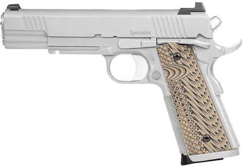 Dan Wesson Specialist 1911 Pistol 10mm Auto 5" Barrel 8 Round Stainless Steel Black/Brown G10 Grip