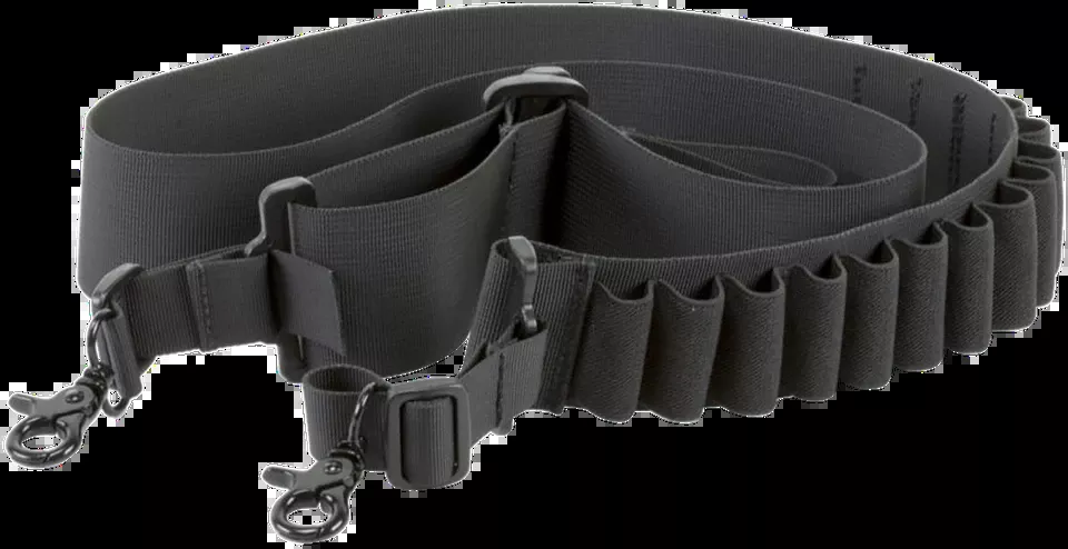 Deluxe Black Nylon Shotgun Bandolier - Holds 14 Shells